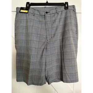 NWT Monterey Club Men's Golf Shorts Black/Grey Plaid Brand New Size 34‎